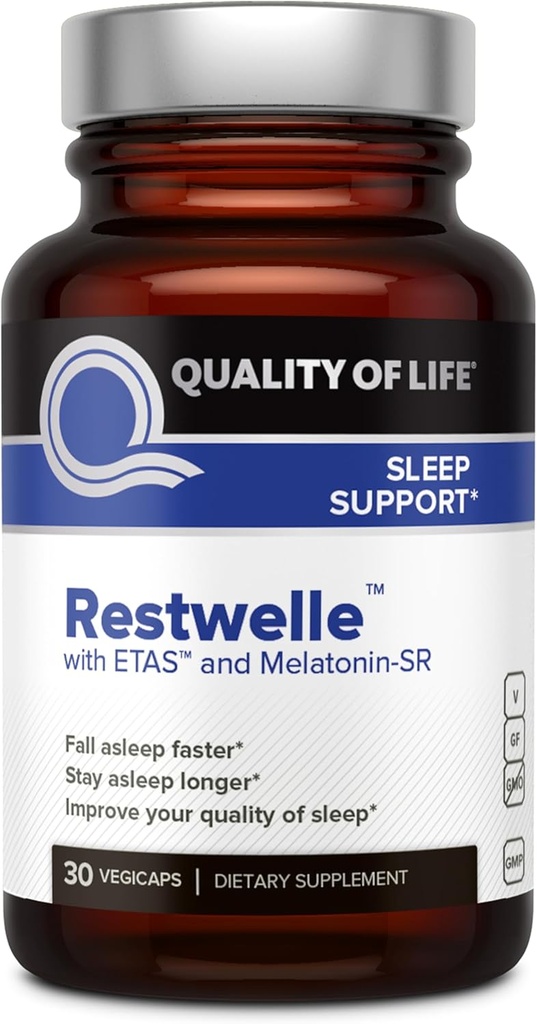 Yaşam Kalitesi - Restwelle – Premium Natural ETAS ve Melatonin Supplement – Non Groggy Formula with ETAS and Melatonin SR – Non Habit Form – 30 Capsules
