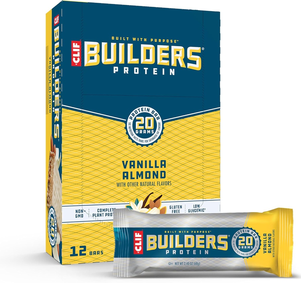 KURALLAR Protein Barlar - Vanilla Almond Flavor - 20g Plant bazlı Protein - Gluten Free - Non-GMO - Low Glycemic - No Yapay Sweeteners - 2.4 oz. (12 Pack)
