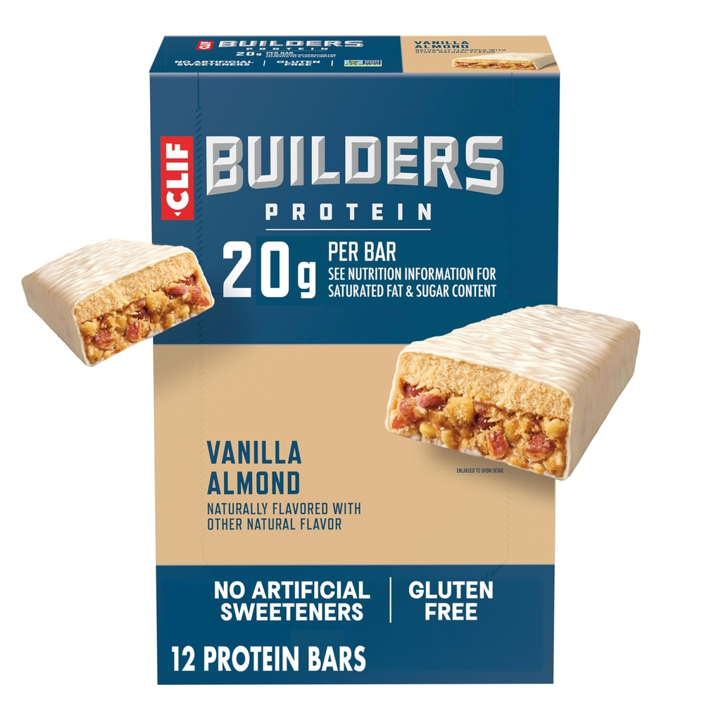 KURALLAR Protein Barlar - Vanilla Almond Flavor - 20g Plant bazlı Protein - Gluten Free - Non-GMO - Low Glycemic - No Yapay Sweeteners - 2.4 oz. (12 Pack)