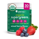 Zena Nutrition Organic Super Greens Toz, 70+ Superfoods, 0 Sugar, 3G Fiber, Spirulina, Chlorella, Antioksis, Prebiyotiks/Probiyotiks, Digestive Enzymes, Karma Berry, 30 Hizmet