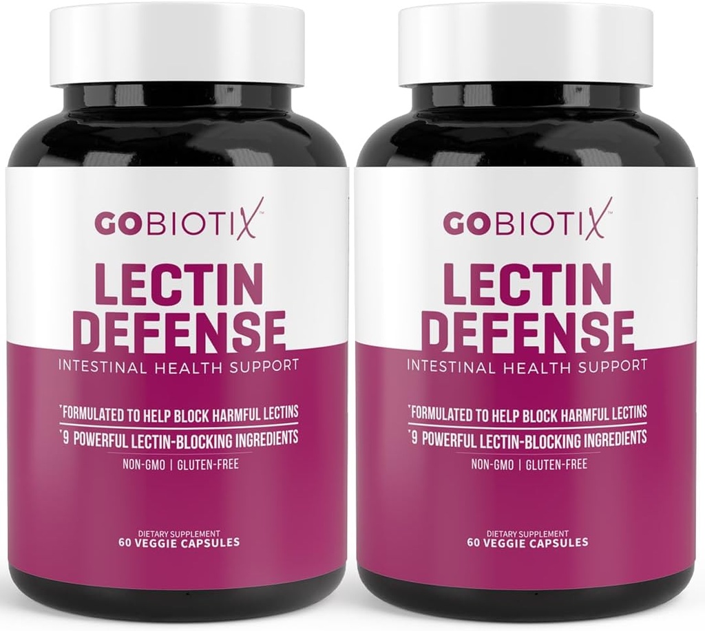 GOBIOTIX Lectin Defense - Lectin Blocker Supplement for Leaky Gut with MSM and Digestive Enzymes - Aids in Enternal Health for Women and Men - Non-GMO + Gluten Free - 60 Κάψουλες (2)