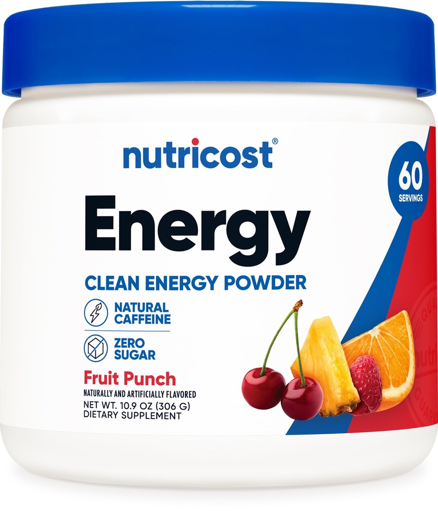 Nutricost Energy Complex (Fruit Punch) (60 Hizmet) - Temiz Enerji Toz, 300g Diyet Tamam