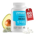 Βιταμίνη D3 με K2-5000iu Vitamin D και 100 mcg Vitamin K συμπλήρωμα σε μία κάψουλα για μέγιστη βιοδιαθεσιμότητα - Ενισχύει την Απορρόφηση Ασβεστίου για την Καρδιαγγειακή, Ανοσοποιητική και Οστική Υγεία (60 Κάψουλες)