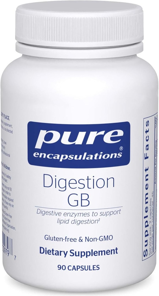 Pure Encapsulations Digestion GB - Συμπλήρωμα Digestive Enzyme - για την υποστήριξη της χοληδόχου κύστης και την υγεία των ούλων* - με το Bile Salts & Digestive Enzymes Blend - Χωρίς γλουτένη & μη GMO - 90 κάψουλες