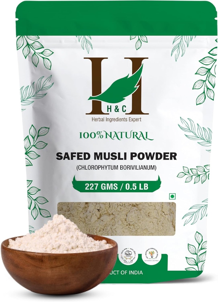 100% Natural Wild Cultivated Safed Musli Toz - Chlorphytum Borivillianum 227 GMS / 1/2 LB Pound / 08 Oz - FDA Registered Tesisinde Süreç ( %100 Doğal Sağlık Supplement)
