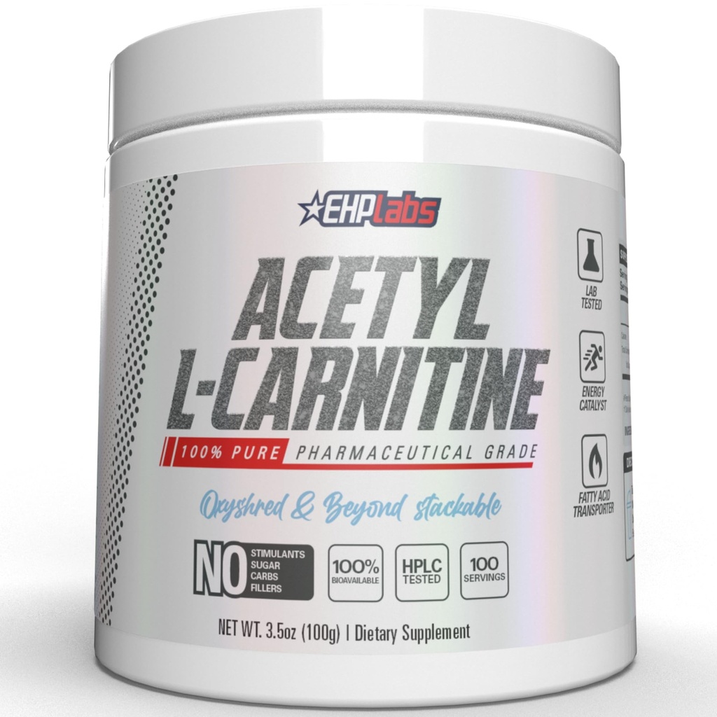 EHP Laboratuvarları Acetyl L Carnitine Toz - Doğal Enerji Üretimi, Sağlıklı Beyin Fonksiyonunda Yardımcılar, Kalp Sağlığı, Vegan, Gluten Ücretsiz, GMO - 100 Hizmetsiz