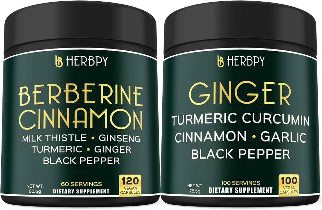 Sche 7in1 Berberine HCl & 5in1 Ginger Supplement - Destek Immune, Digestion ve Heart Health Health