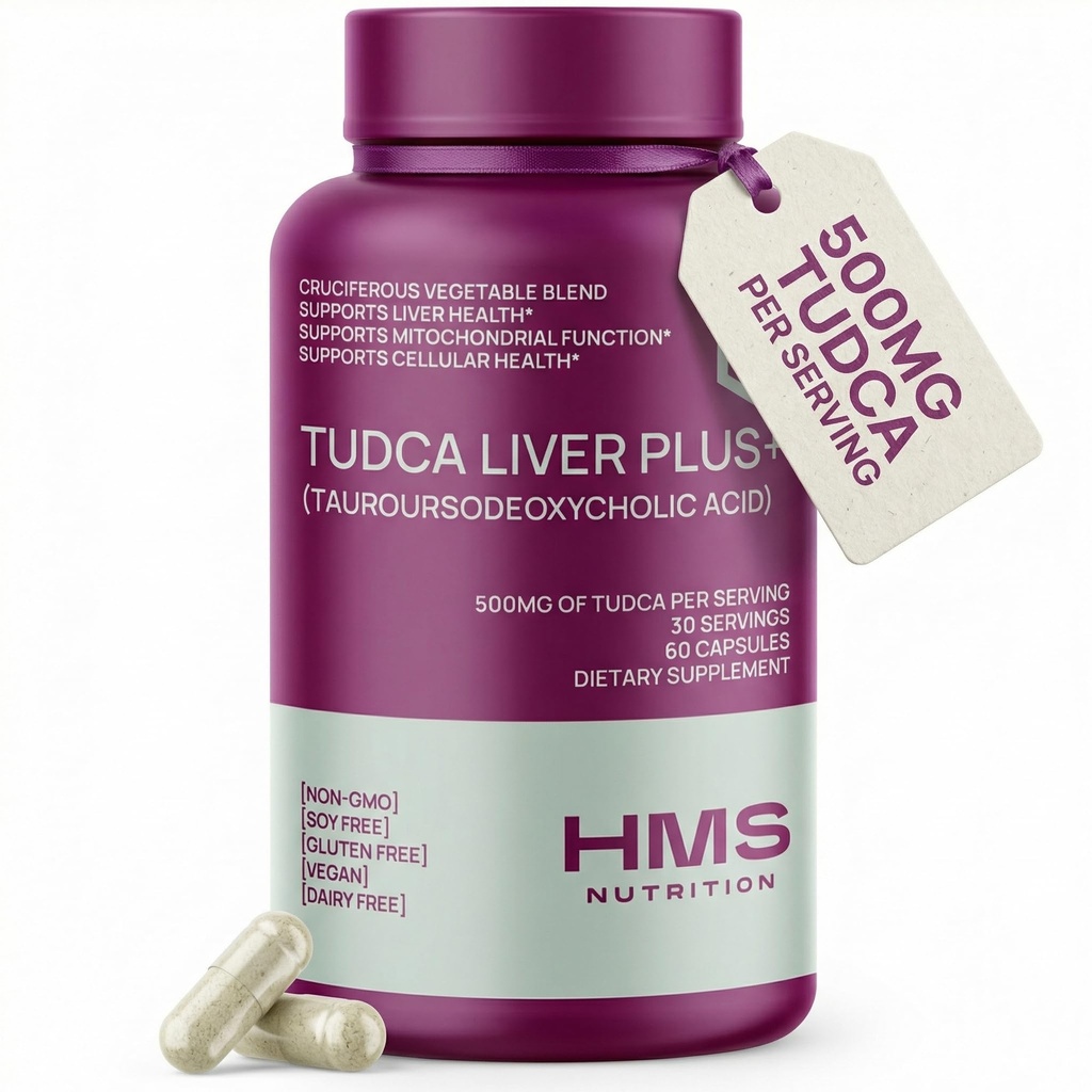TUDCA Liver Plus+, Liver Support Supplement for Liver Cleanse with Milk Thistle Tohumksiyon, B12, Folate, Tudca Bile Salt Supplement (Tauroursodeoxycholic Acid), 60 Capsules, 1 ay Supply