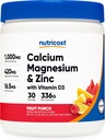 Nutricost Calcium Magnesium Zinc with Vitamin D3 Powder, 30 Servings (Fruit Punch) - Calcium (1000 MG) Magnesium (420 MG) Zinc (16.5 MG) Vitamin D3 (30 MCG) - Gluten Free, Non-GMO