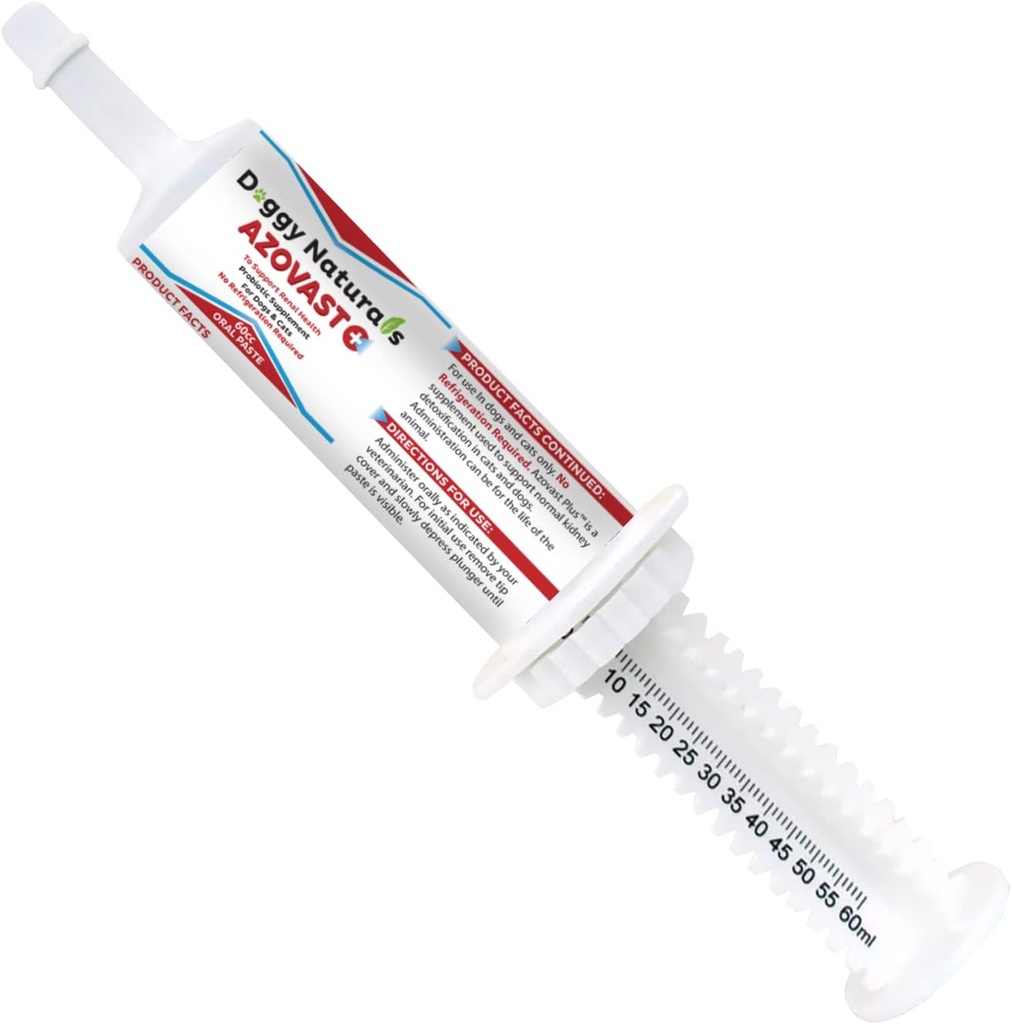 Azovast Plus Kidney Health Supplement for Dogs & Cats, Oral Paste (60 cc) - NO Refrigeration Required - Help Kidney Function & manage Renal Toxins Chicken Flavor (Made in U.S.A(60cc)