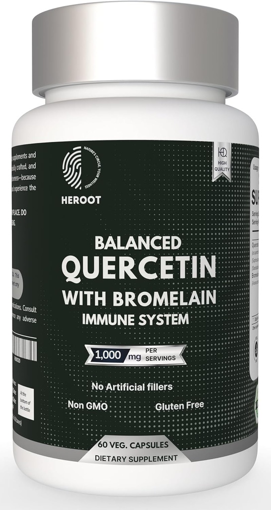 Bromelain Capsules ile 500 mg Quercetin: Respiratory Support Non-GMO | Gluten Free | Supports General Health & Well Being (60 Capsules)