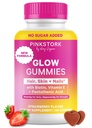 Pink Stork Total Glow Gummies for Women – Saç, Skin & Nails Vitamin with Biotin, A, B6, B12, Folate, çinko & More – Oral Skin, Güçlü Nails ve Sağlıklı Saçlar için Destek – 60 Berry Gummies