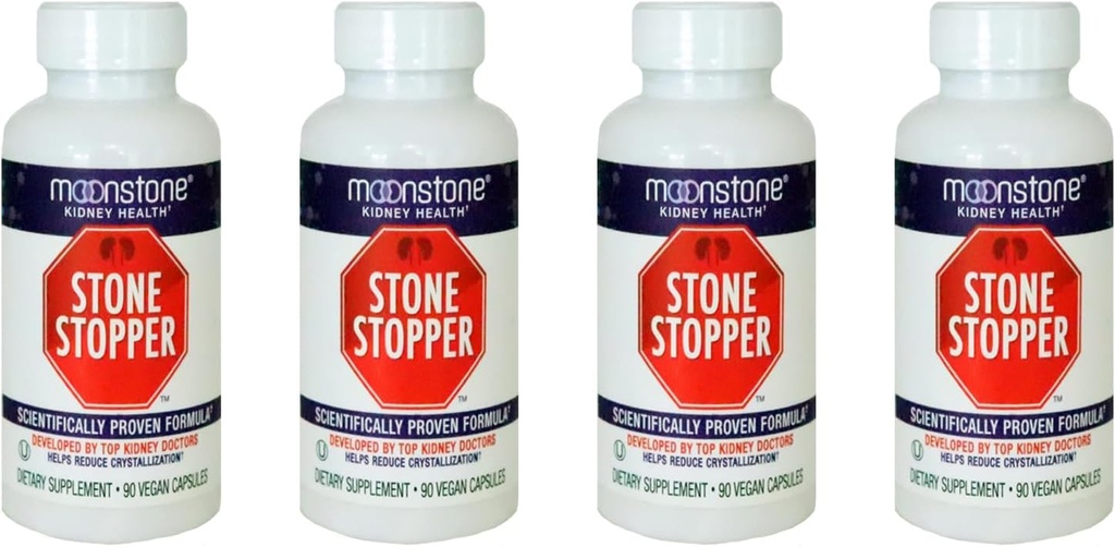 Moonstone Kidney Health Stone Stopper Κάψουλες, 4 συσκευασία 90 κάψουλες ανά φιάλη, 90 ημέρες προσφοράς (360 Count)