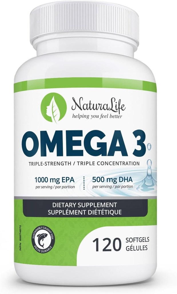 Triple Strength Omega 3 Fish Oil Capsules | High EPA & DHA | 1000 mg | 100% Doğal Temel Şişmanları