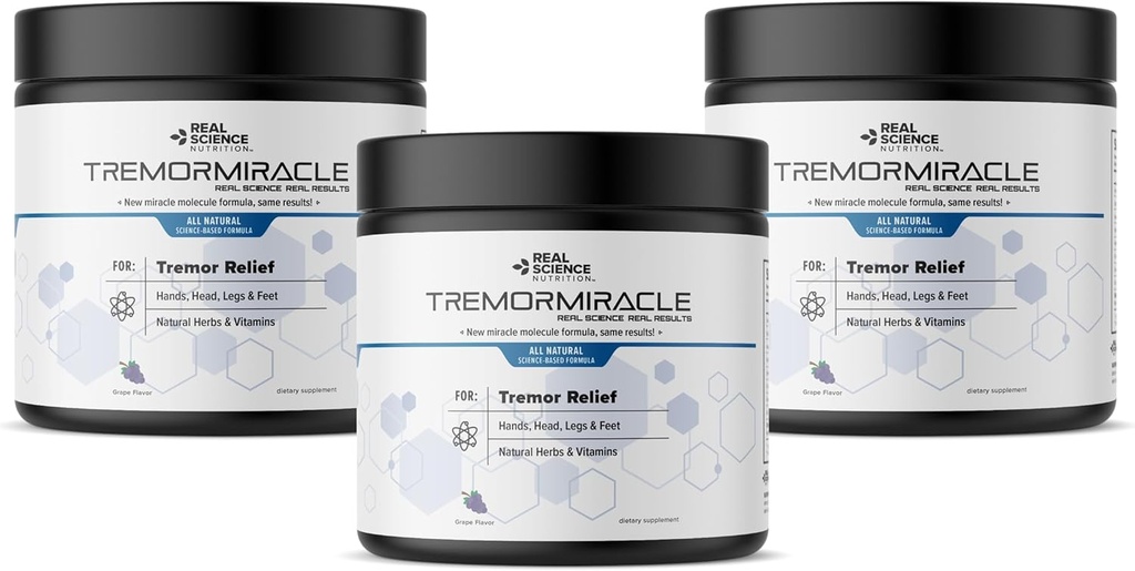Tremor Miracle - Essential Tremor Βότανο συμπλήρωμα σκόνη για τα χέρια, τα πόδια, τα πόδια, το κεφάλι Tremors (13.4 Oz, Grape Γεύση) (3)