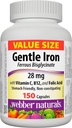 Webber Naturals Gentle Iron Supplement with Vitamin C, B12 and Folic Acid, 28 mg, 150 Capsules, Stomach-Friendly, Non-Constipating, Helps Prevent Iron Deficiency Anemia
