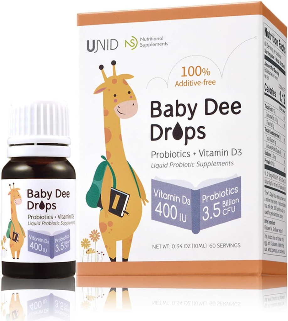 BebekDee Drops Probiyotiks (3.5 Milyar CFU) + Vitamin D3 (400 IU) |% 100 Record-Free Liquid Probiyotik & Vitamin D3 for Infants, Toddlers, & All Ages | Immune & Digestive Support | 0.34 Fl Oz
