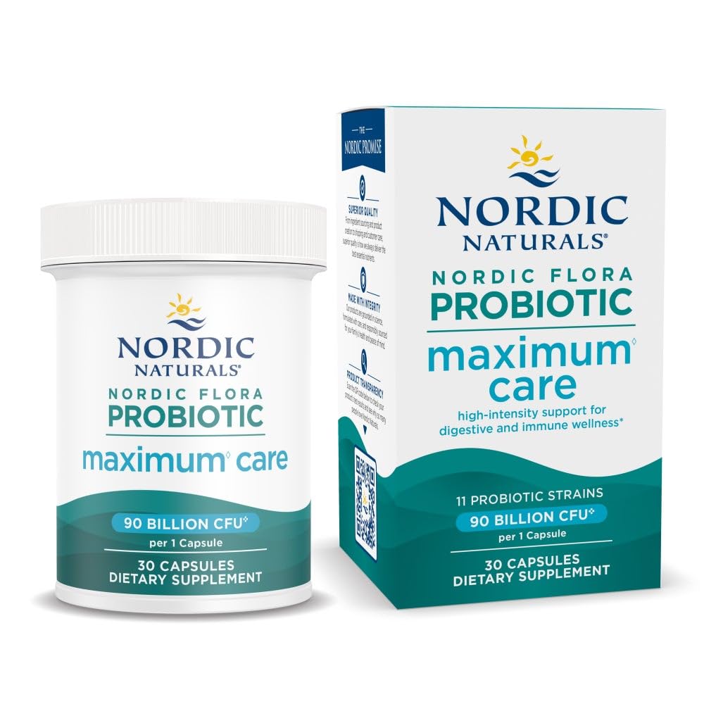 İskandinav Naturals Nordic Flora Probiyotik Maksimum Bakım, 30 Capsules, 11 Probiyotik Günlük Immune ve Digestive Health Support, Vegan, 30 Hizmet