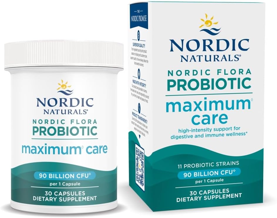 Nordic Naturals Nordic Flora Probiotic Maximum Care, 30 κάψουλες, 11 Probiotic Strains για την καθημερινή ανοσοποιητική και επιπεφυκτική υποστήριξη υγείας, Vegan, 30 εξυπηρετήσεις