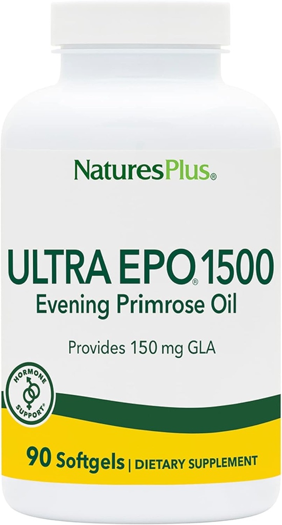 DoğalarPlus Ultra EPO 1500 - Primrose Oil - Premenstrual ve Menopausal Antioksit Desteği - Clear Skin - Gluten Free - 90 Softgels, 90 Servisler
