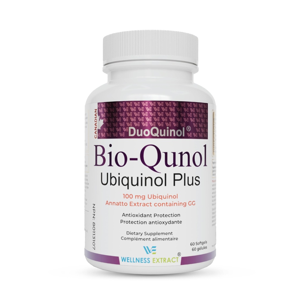 WELLNESS EXTRACT BioQuinol Ubiquinol (CoQ10) with Geranylgeraniol - Master Antioksi for Heart Health, Cellular Energy 150mg 60 Softgels