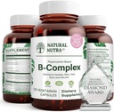Doğal Nutra Vitamin B Kompleksi Niacin, Folate, Thiamin, Biotin, Supports Nervous System Health, Metabolism, Skin, Gözler ve Saç Sağlığı, Tüm Gıda Tamam, 120 Vegetarian Capsules