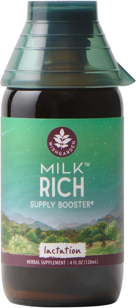 WishGarden Herbs Milk Rich with Goats Rue and Fenugreek - Herbal Lactation Support Supplement, Breast Milk Supply Boost and Breastfeeding Supplement to Increase Milk Flow Quality and Production, 4oz