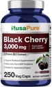 NusaPure Black Cherry Extract 3.000 mg 250 Veggie Capsules Max Potency, Non-GMO, Bioperine