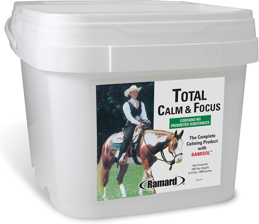 Ramard Total Calm and Focus for Horses Supplement - Magnezyum & Calming Formula for Horse Show, Education, & Performance mental Alertness Without Drowsiness, Show Safe, Perfect Prep for Horses - Pail
