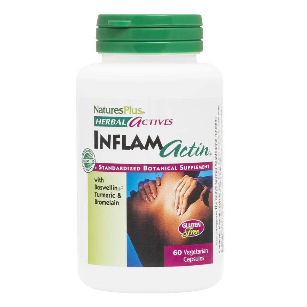 NaturesPlus Herbal Actives InflamActin - 60 Vegetarian Capsules - Herbal Supplement with Turmeric & Bromelain - Supports Adaptogen Function - Vegan, Gluten-Free - 30 Hizmet