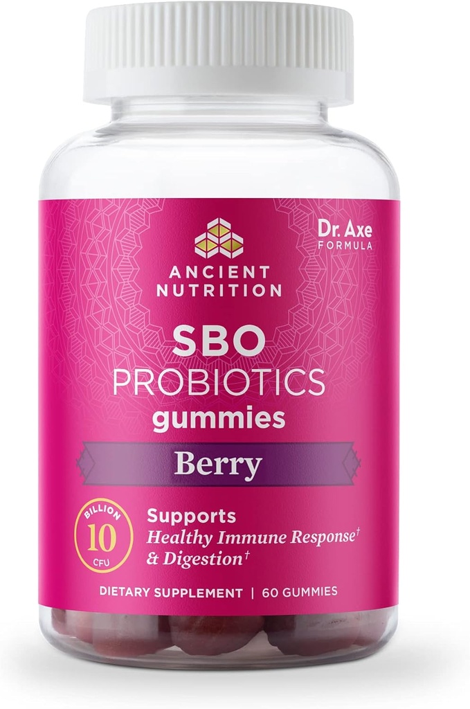 Eski Beslenme Probiyotikleri, SBO Probiyotiks Berry Gummies 10 Milyar CFUs*/Serving, Sağlıklı Digestive ve Immune Response Support, Gluten Free, Downloads Occasional Bloating, 60 Counts