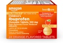 Temel Bakım Çocukların Ibuprofen Chewable Tabletleri, 100 mg, Ağrı Reliever ve Ateşi, Orange Flavor, For Aches, Pains, Sore Throat, Toothache ve Headache Relief, 24 Count
