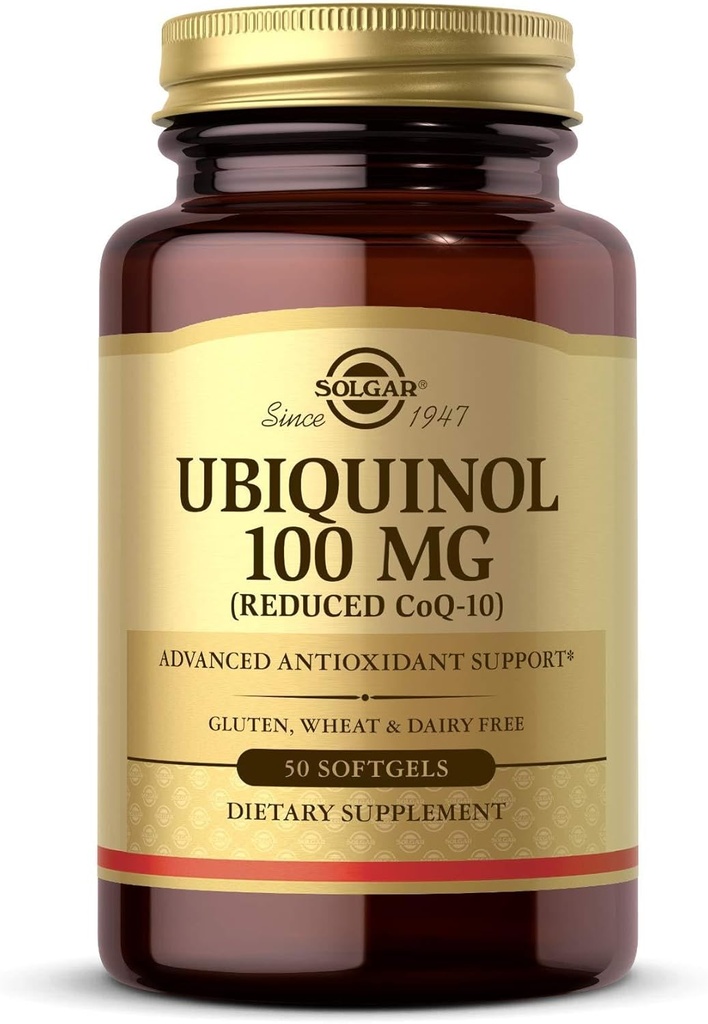 Solgar Ubiquinol 100 mg, 50 Softgels - Gelişmiş Antioksi Desteği - Azaltın Coenzyme Q10 (CoQ-10) - Gluten Free, Süt Free - 50 Hizmet, Standart Ambalaj