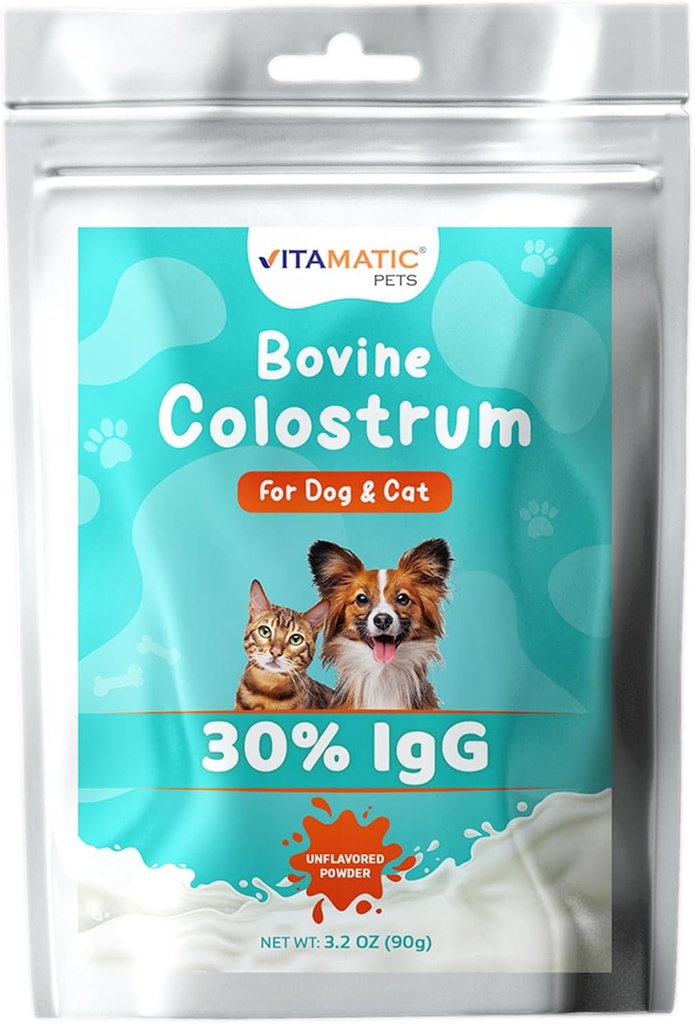 Köpekler ve Kediler için Vitamatic Bovine Colostrum, 90 Grams, %30 Immunoglobulins, Grass Fed