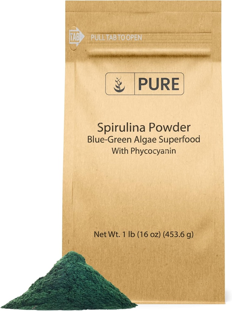 PURE ORIGINAL INGREDIENTS Spirulina Toz (1 lb) Green Algae Superfood Phycocyanin