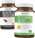 Black Seed Oil & St. John's Wort (1-Month Supply) Serene Sac Black Seed Oil (60 Capsules) Cold-Pressed Nigella Sativa & St. John's Wort (60 Capsules) Güçlü 900mcg Hypericinin