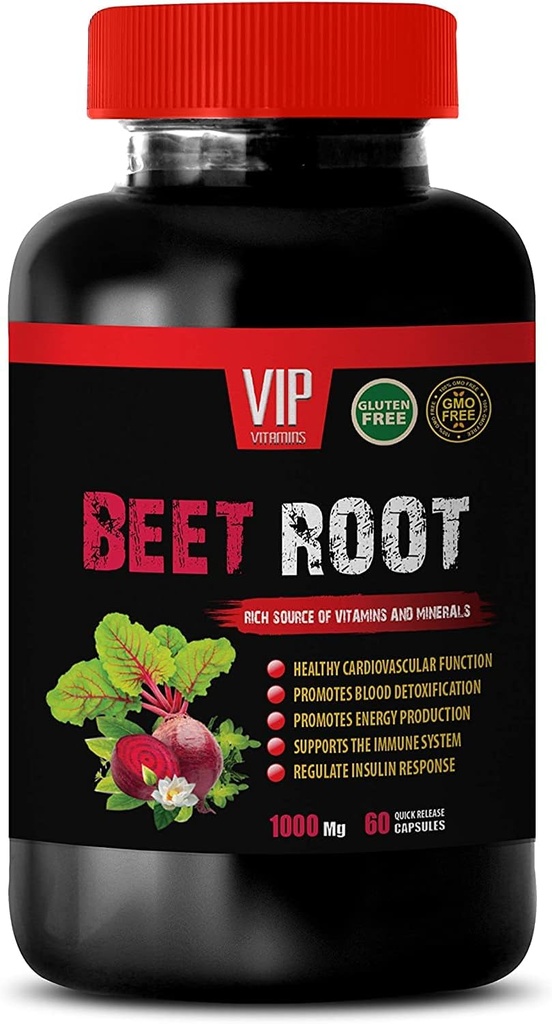 Superfood Beet Root Supplement - Beet Root 1000 MG - Beet Root Nitrik Oksit Supplement, Beet Root Pills, Beet Root Vitamins, Immune System Support, Beet Vitamins, Beetroot Supplement, 1 Bot 60 Tabs