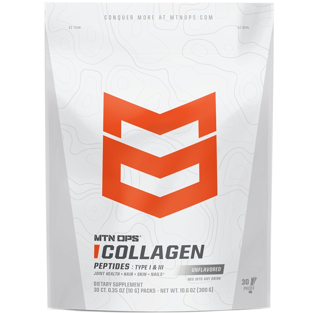 MTN OPS Collagen protein Toz On-The-Go Packs, Unflavored Bag of Bag of Unflavored, Highly Digestible protein with 9g of Protein per