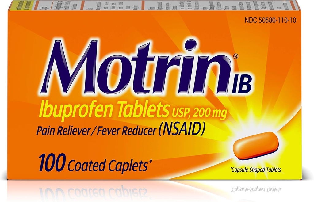 Motrin IB Pain Reliever Fever Reducer (NSAID) δισκία Ibuprofen, 100 Count