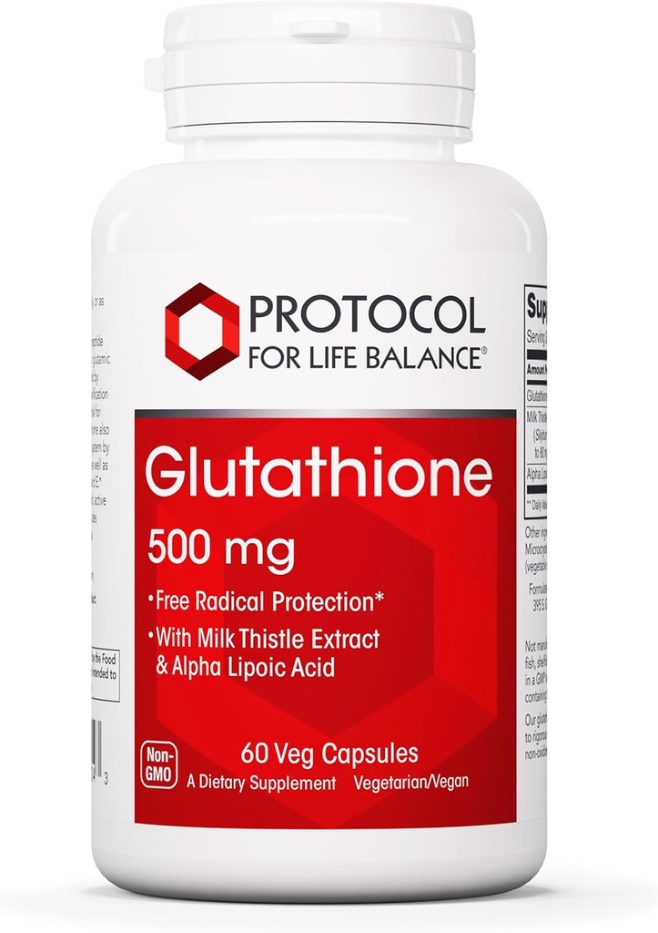 PROTOCOL FOR LIFE BALANCE Glutathione 500mg - Milk Thistle and Alpha-Lipoic Acid - 60 Veg Caps
