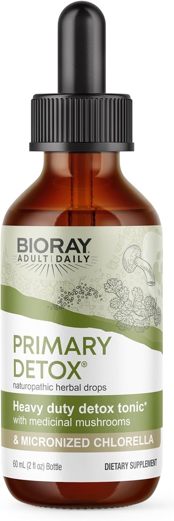 BIORAY Daily Primary Detox - 2 fl oz - με Φαρμακευτικά Μανιτάρια & Μικρονωμένα Χλωρέλα - Βιολογικά, Μη ΓΤΟ, Χορτοφαγικά, Χωρίς Γλουτένη - Προσεγγ. 15 Υπηρεσίες
