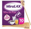 MiraLAX Gentle Constipation Relief Laxative Toz, Stool Softener with PEG 3350, No Harsh Side Effects, Single Dose Mix-In Pax with Mix Stirrers, Travel Pack, 10 Dose