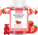 Magnezyum Glycinate Gummies for Yetişkinler Kids with Vitamin B6, Strawberry Flavor Calm Magnezyum Supplement, Magnezyum Citrate for Sleep, 60 Gummies per Şişe