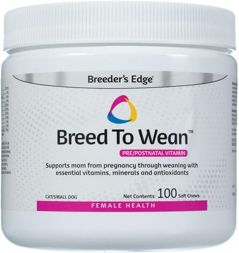 Breeder's Edge Wean, Prenatal ve Postnatal Multivitamin for Dogs & Cats, Supports Hamile & Hemşire Annes, Supplement Antioksis, Vitamins & Minerals (100ct Small Dog & Cat)