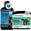 Omega-3 Köpekler için Balık Yağı + Diş Yıkaması ve Plak Yokluğu, Sağlıklı Cilt, Ön ve Immune Support