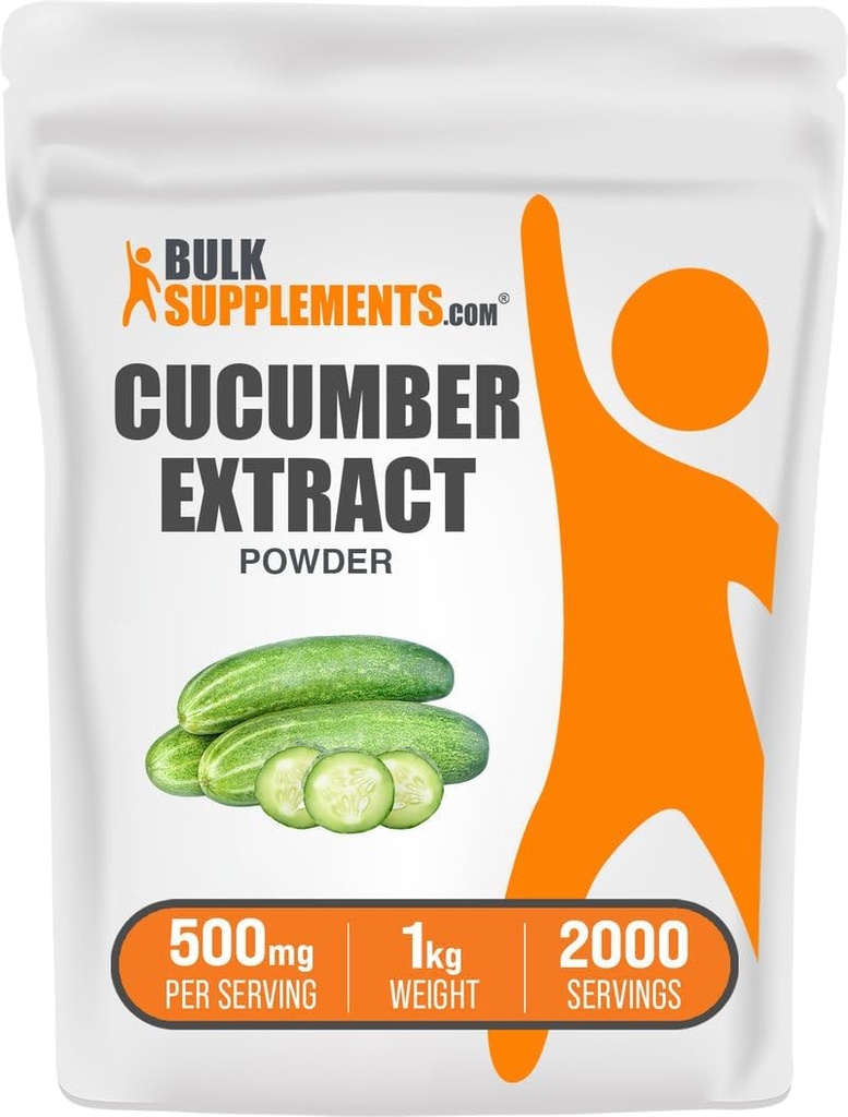 BulkSupplements.com Cucumber Extract Powder - Συμπλήρωμα αγγούρι, για ενυδάτωση - Vegan & Gluten Free, 500mg ανά Σερβίρισμα, 1kg (2,2 lbs) (πακέτο των 1)