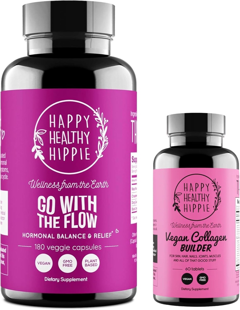 Mutlu Sağlıklı Hippie Vegan Collagen Builder & Go with The Flow Hormon Balance for Women 180 Ctt