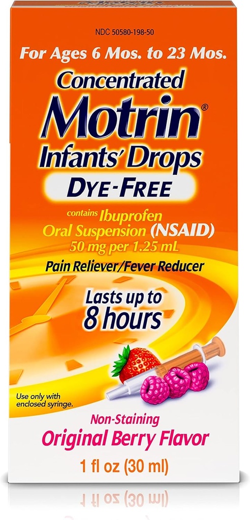 Motrin Infants Concentrated Liquid Medicine Drops with Ibuprofen, Berry, 1 fl. oz