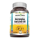 Amazing Omega Norveç Cod Liver Oil 1250 Mg Softgels Supplement | Omega-3, EPA, DHA, A, Vitamin D & Vitamin E (Lemon | 120)