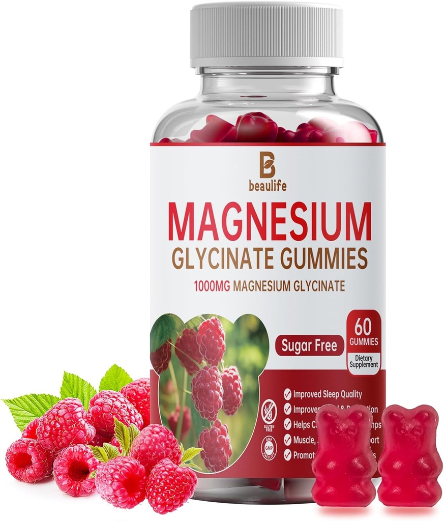 Magnezyum Glycinate Gummies, Supplement, Magnezyum Glycinate, C, D, B12, CoQ10, Calm Mood & Muscle için, Sleep, Yetişkinler için 60 Gummies